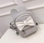Bow Convertible Backpack & Crossbody Bag — Pink, Black, Gray & Blue