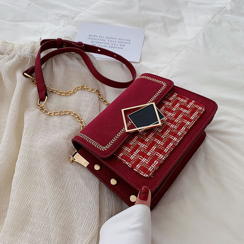 Stylish Versatile Wool Phone Bag with Chain Strap