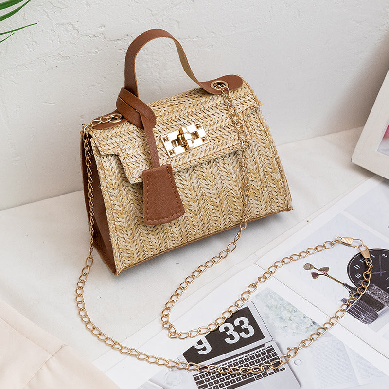 Women's Simple Straw Crossbody Fashion Handbag