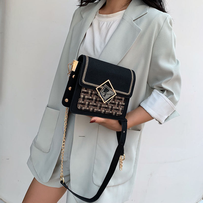 Stylish Versatile Wool Phone Bag with Chain Strap
