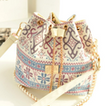 Ethnic Style Canvas Chain Bucket Bag