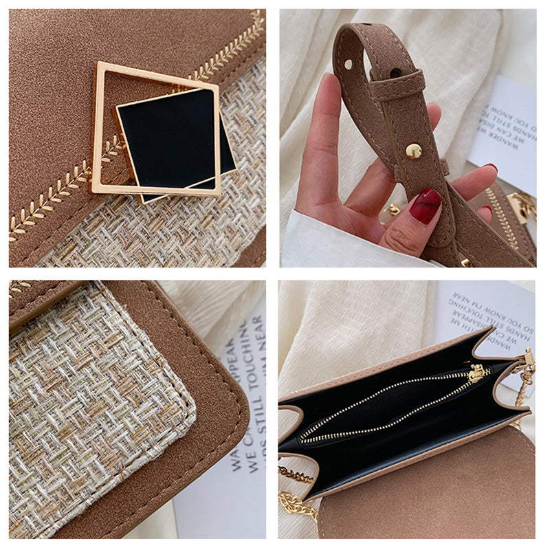 Stylish Versatile Wool Phone Bag with Chain Strap